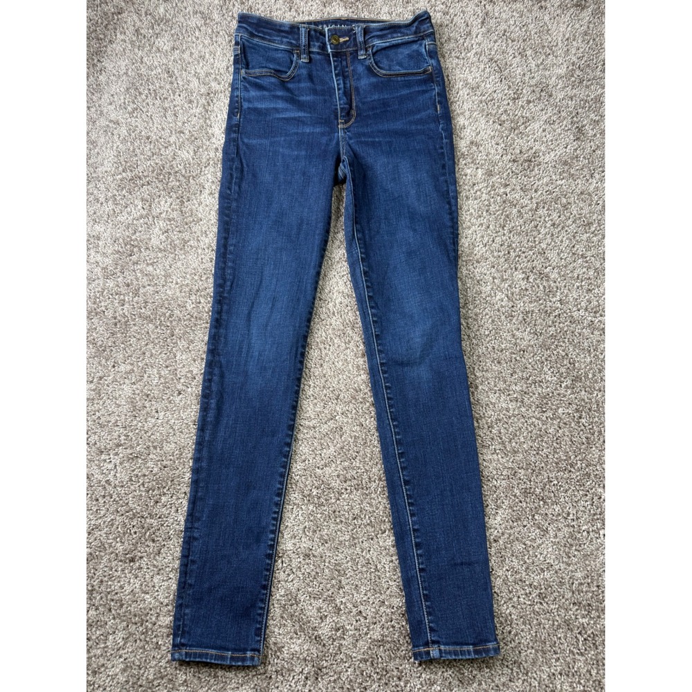 American Eagle Skinny Jeans Womens 6 Long Dark Wash High Rise Stretch Denim 1073